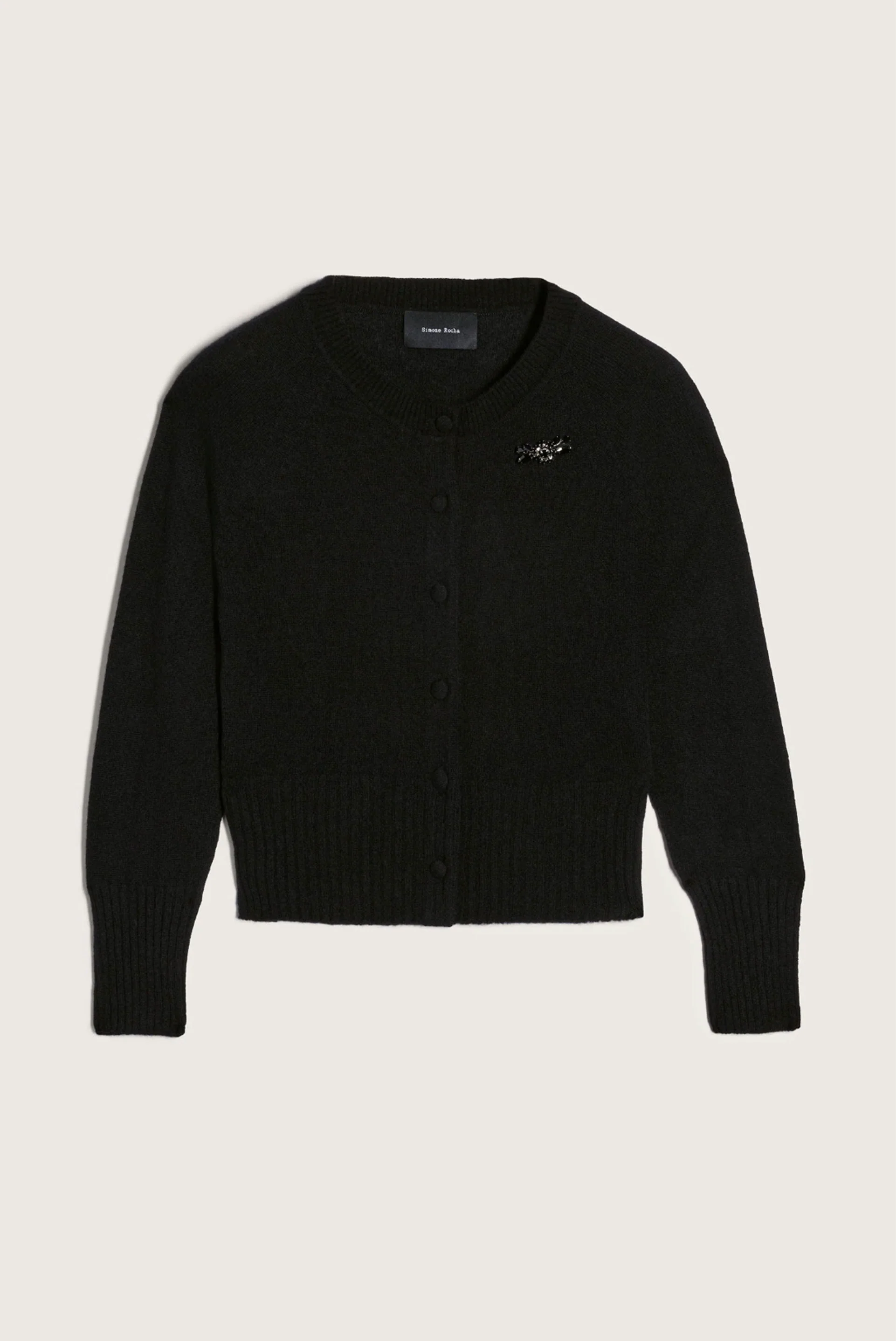 Embellished Relaxed Cashmere Cardigan Black