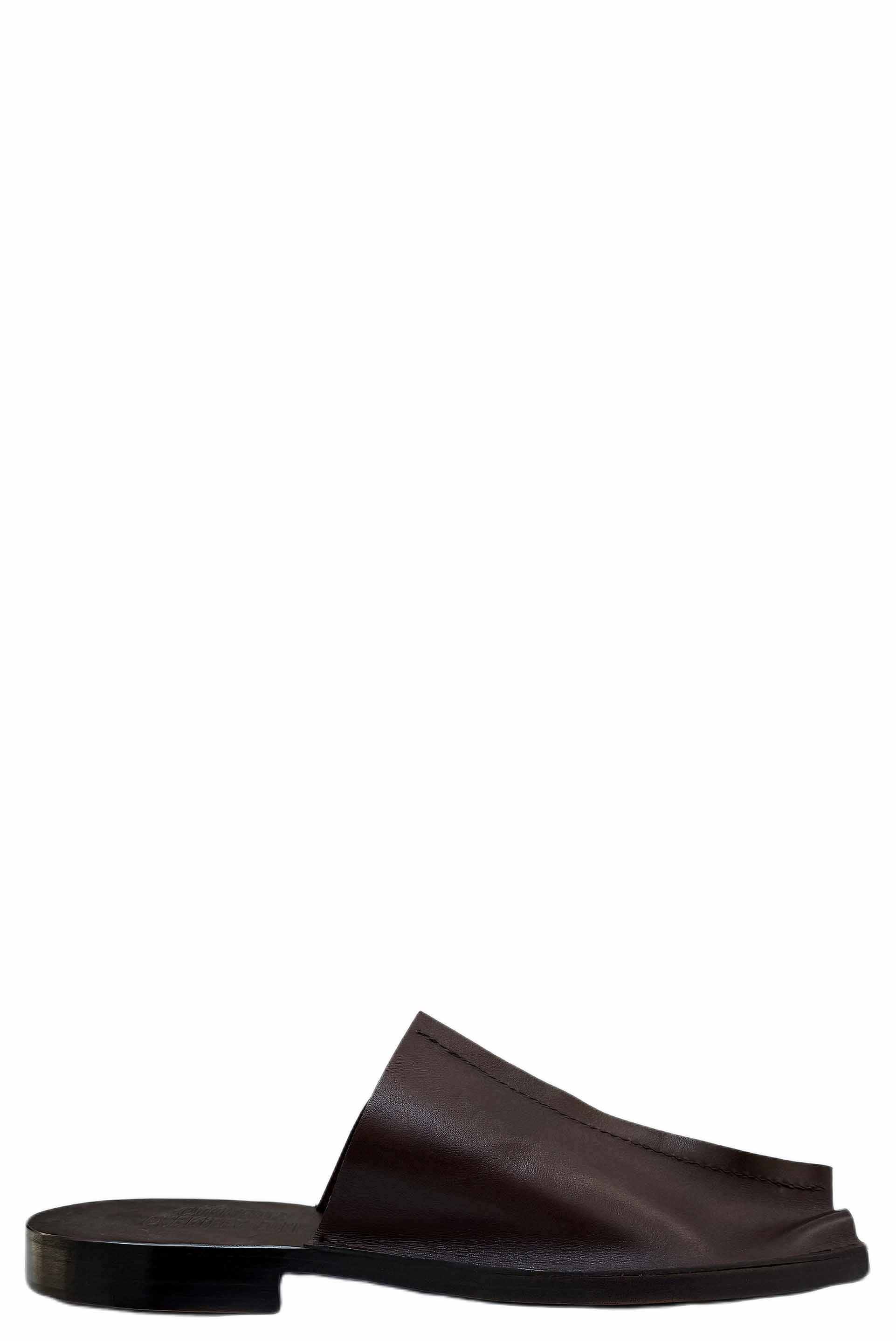 NO.7 Leather Open Toe Babouche Brown