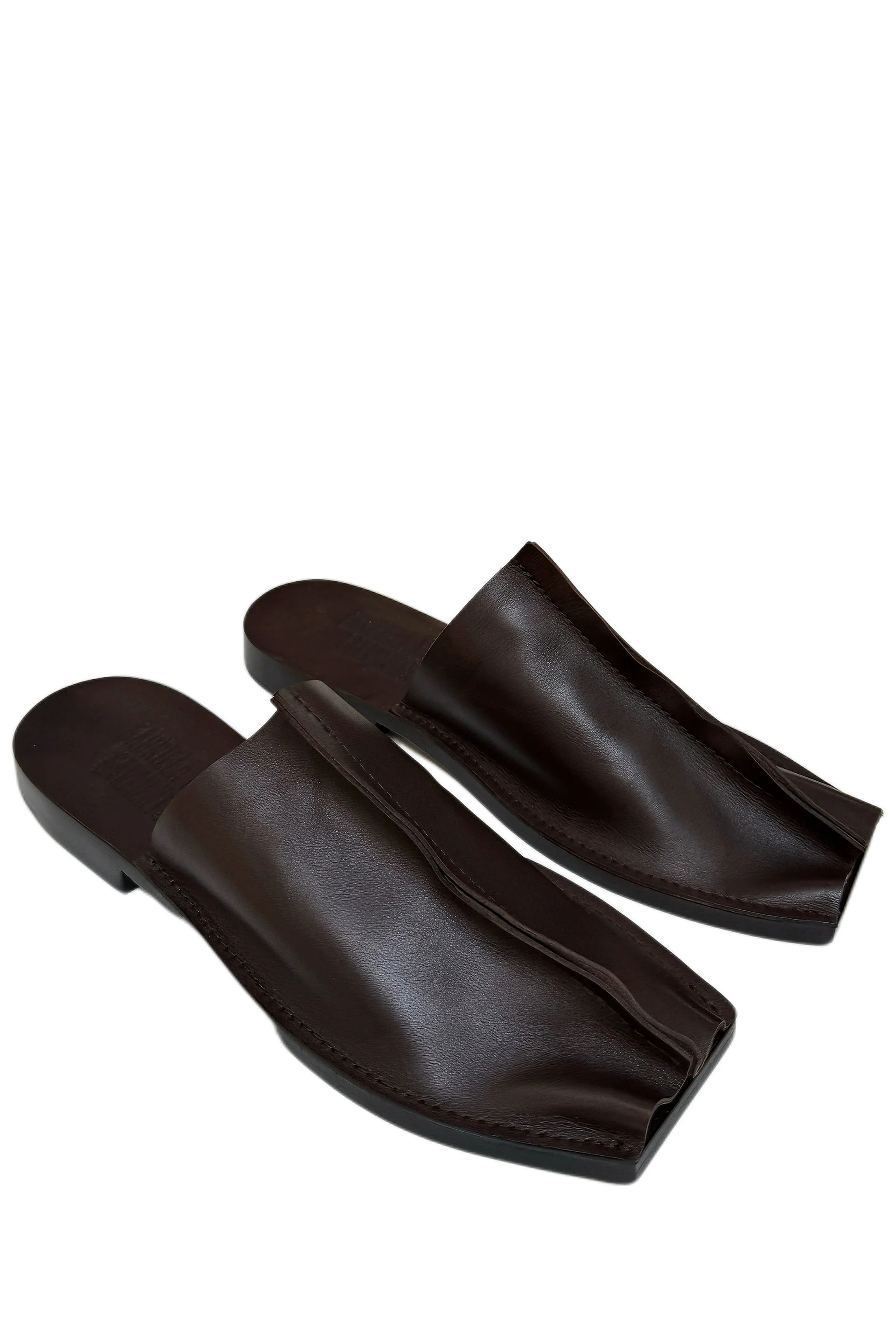 NO.7 Leather Open Toe Babouche Brown 2